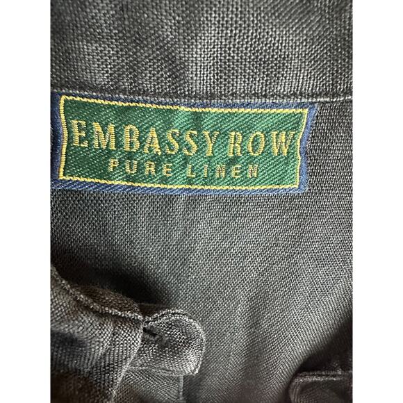 Embassy Row Pure Linen Button Up Shirt Dress Black Size 16 Lagenlook Minimalist - Picture 12 of 16